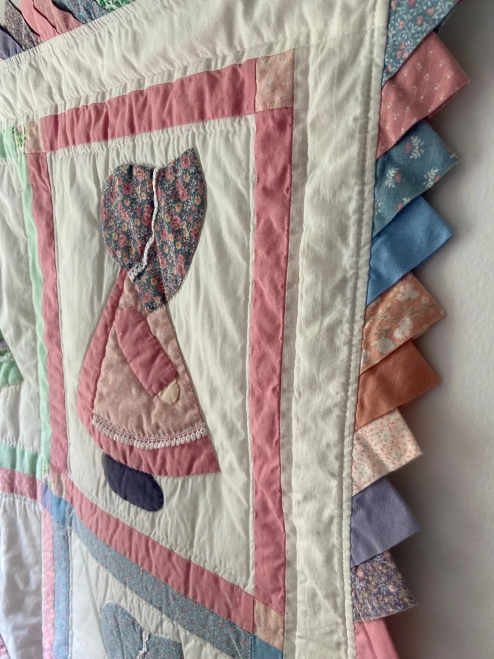Vintage Sunbonnet Sue Cottagecore Handmade Quilted Nursery Wall Decor